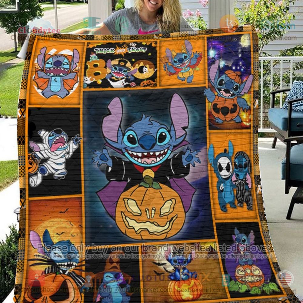 NEW Stitch and Jack Skellington Cute Halloween Pumpkin Quilt 5