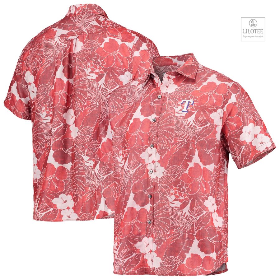 BEST Texas Rangers Tommy Bahama Coconut Point Playa Floral Red Hawaiian Shirt 6