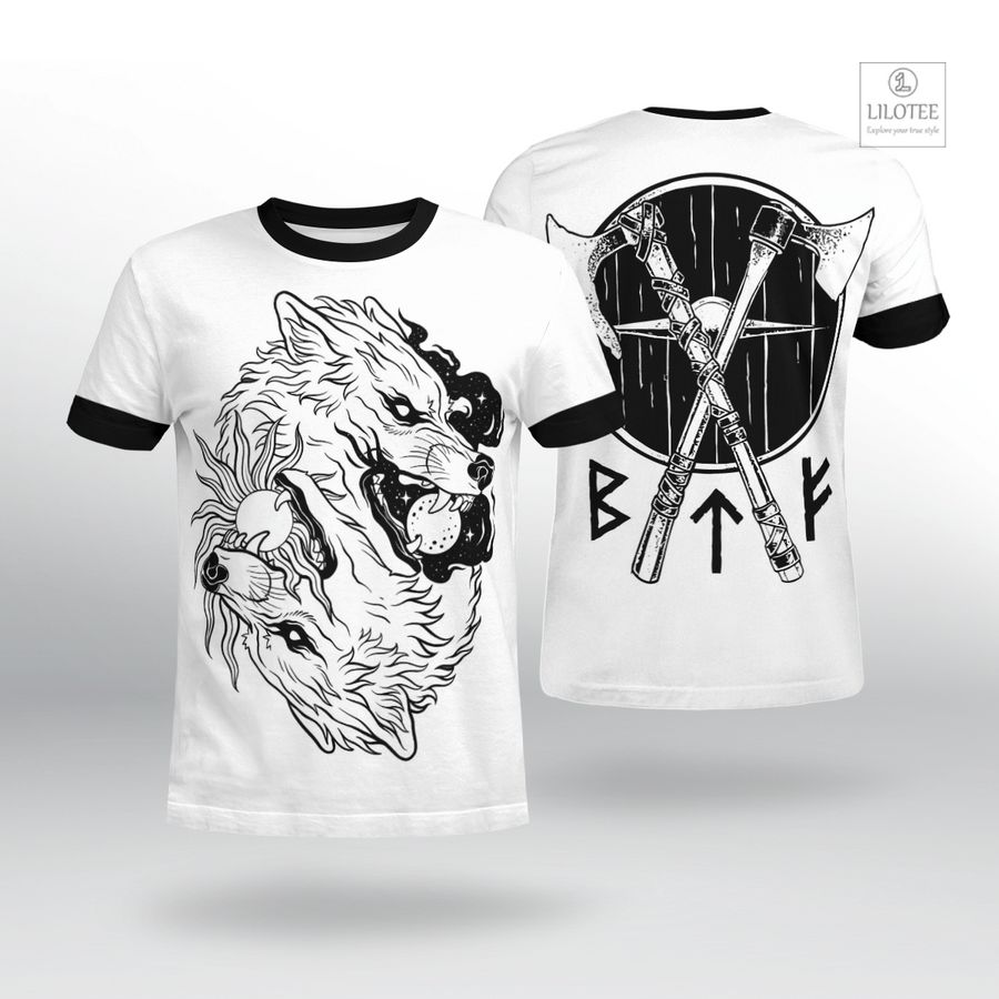 BEST The Sons of Fenrir Hati and Skoll Viking White T-Shirt 7