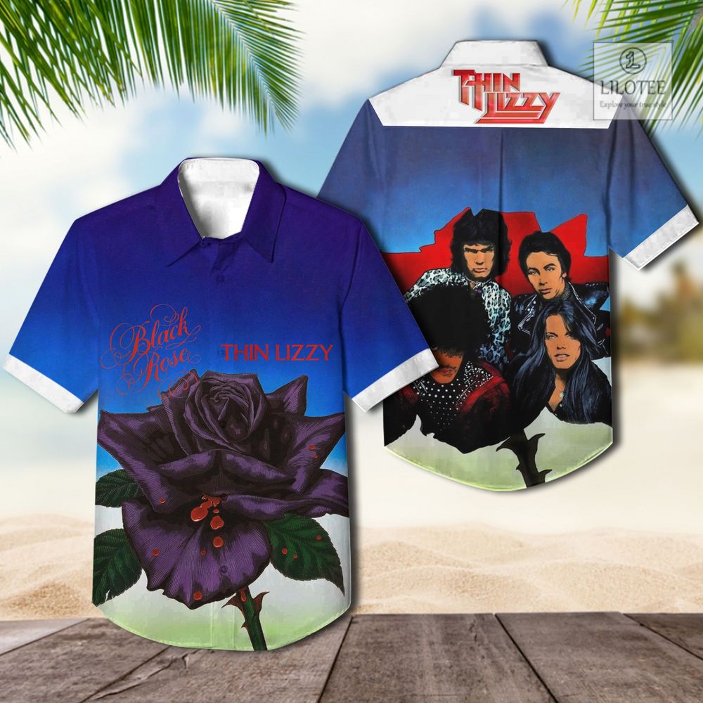 BEST Thin Lizzy Black Rose Casual Hawaiian Shirt 3
