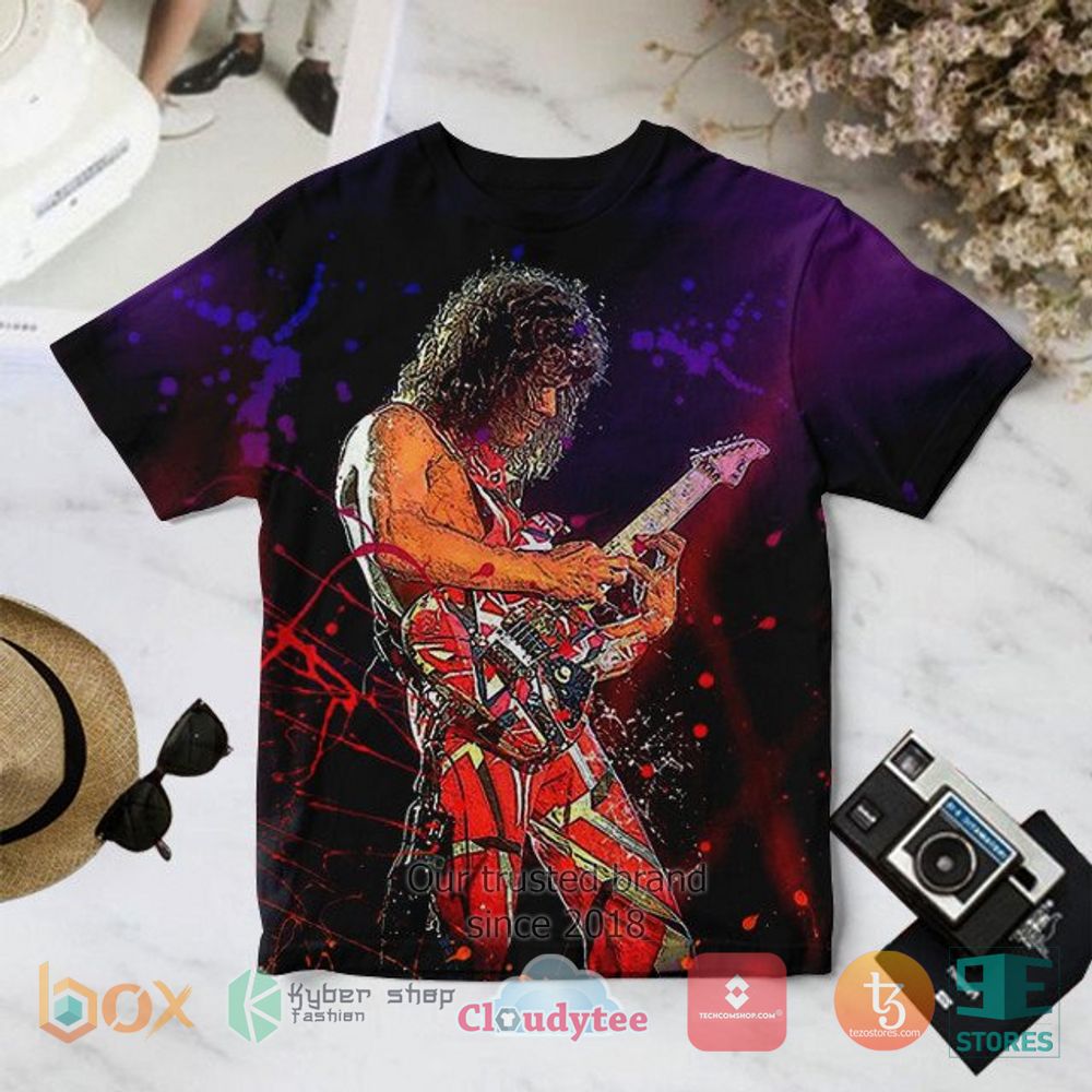 HOT Van Halen Eddie playing guitar art 3D T-Shirt 2