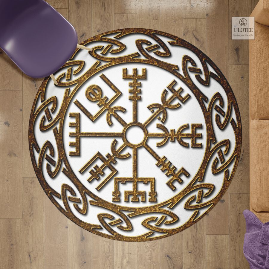 BEST Vegvisir With Pattern Viking Round Carpet 4