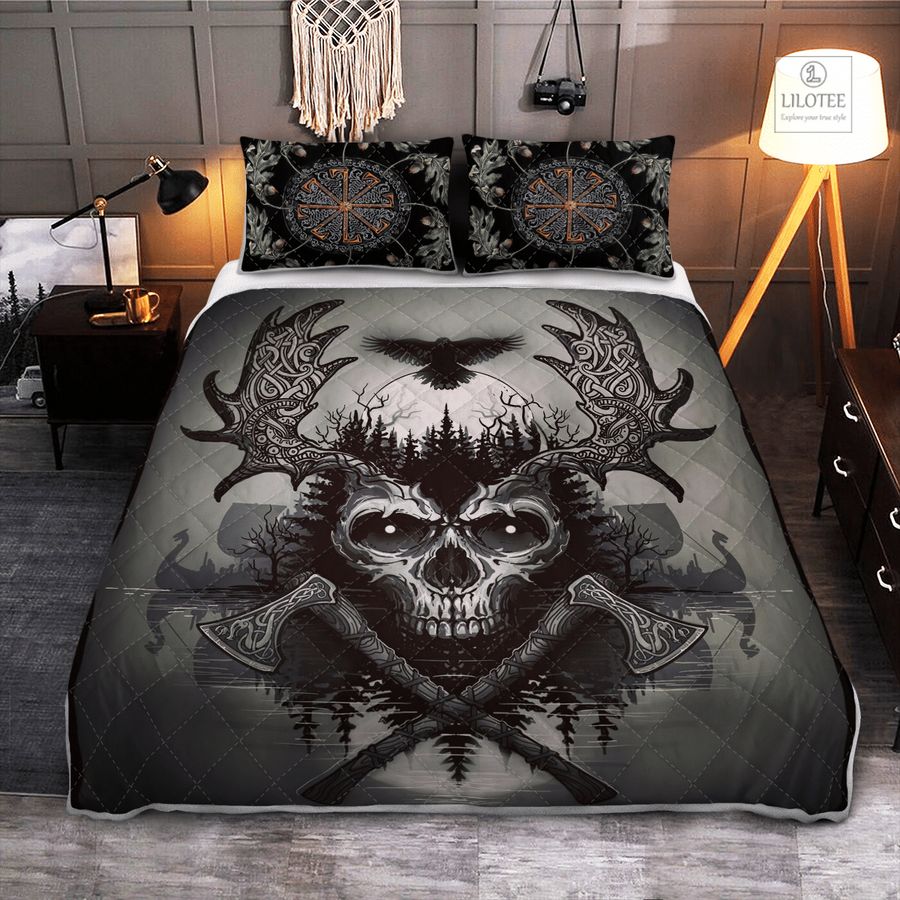 BEST Viking Raven And Skull Viking Bedding Set 11