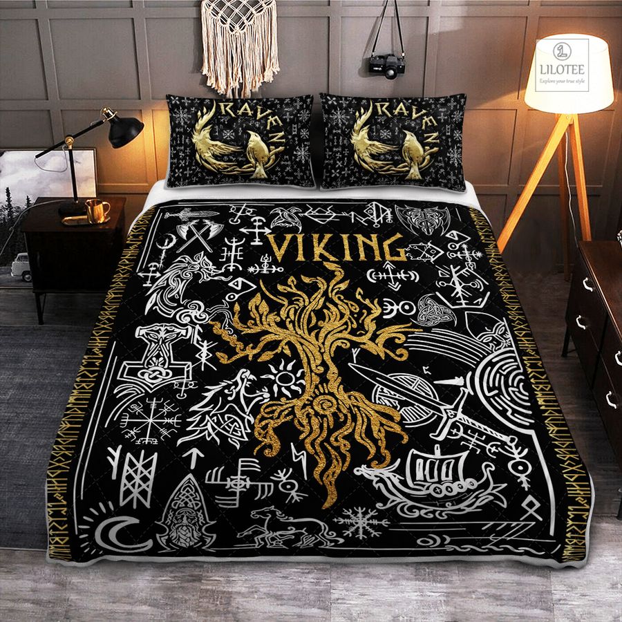 BEST Viking Raven Tree Of Life Yggdrasil Viking Bedding Set 9
