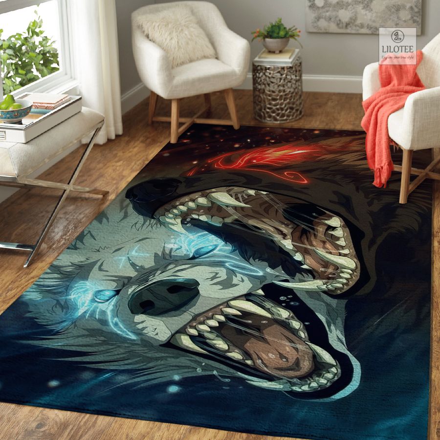 BEST Water and Fire Wolf Viking Rug 4