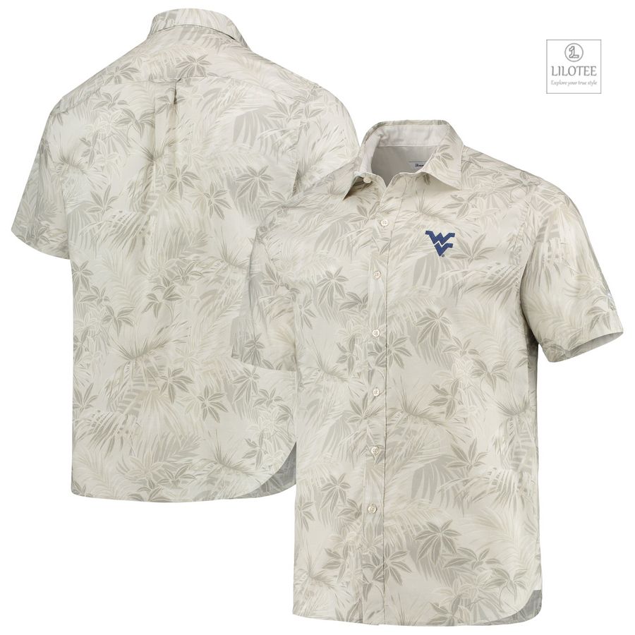 BEST West Virginia Mountaineers Tommy Bahama Forest Fronds Oatmeal Hawaiian Shirt 7