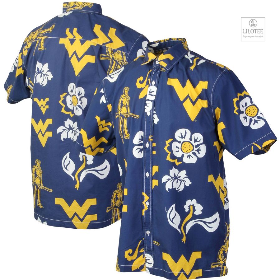 BEST West Virginia Mountaineers Wes & Willy Floral Navy Hawaiian Shirt 6