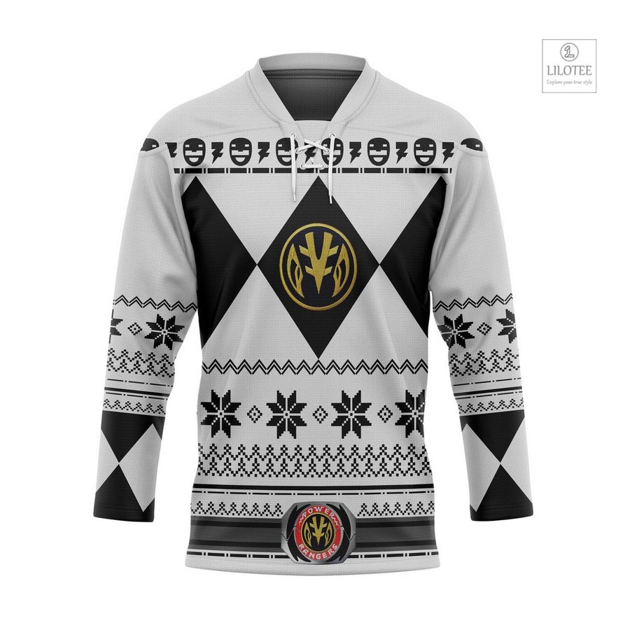 BEST White Mighty Morphin Power Ranger Ugly Hockey Jersey 6