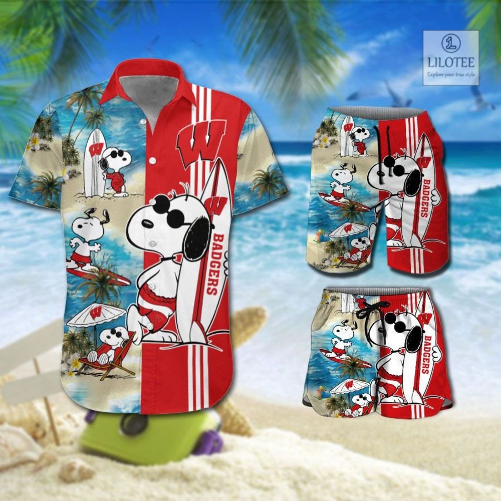 BEST Wisconsin Badgers Snoopy Hawaiian Shirt, Shorts 9