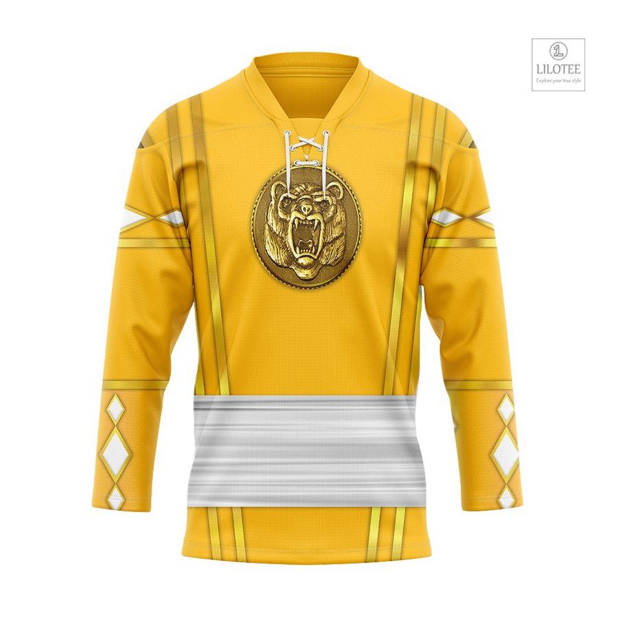 BEST Yellow Bear Ninja Mighty Morphin Power Rangers Ninjetti Hockey Jersey 8