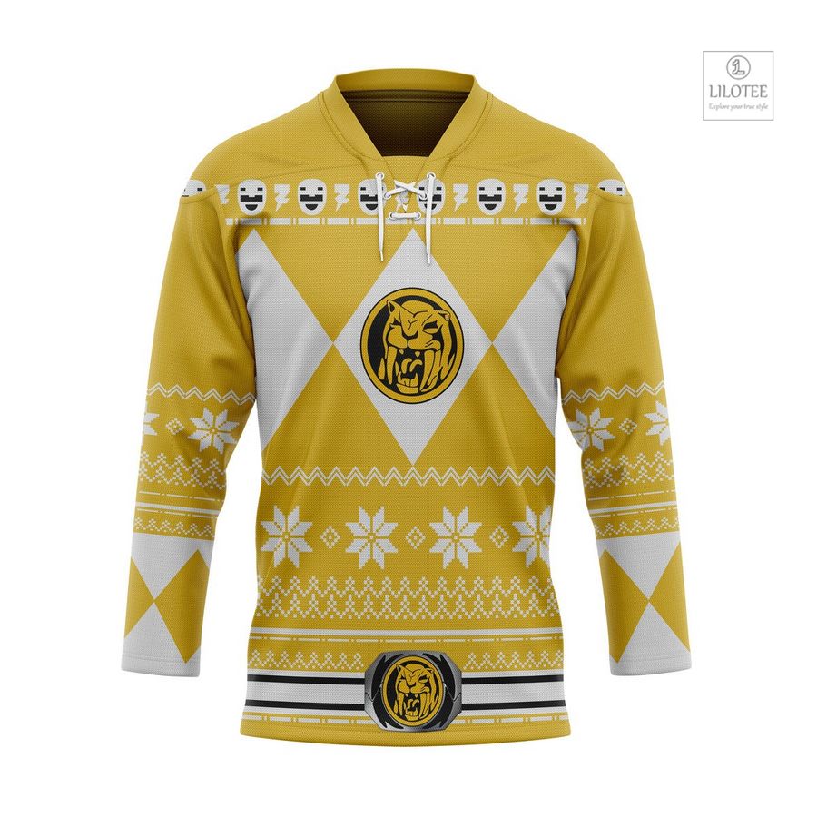 BEST Yellow Mighty Morphin Power Ranger Ugly Hockey Jersey 6