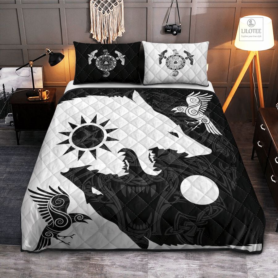 BEST Yin Yang Wolf and Raven Viking Bedding Set 7