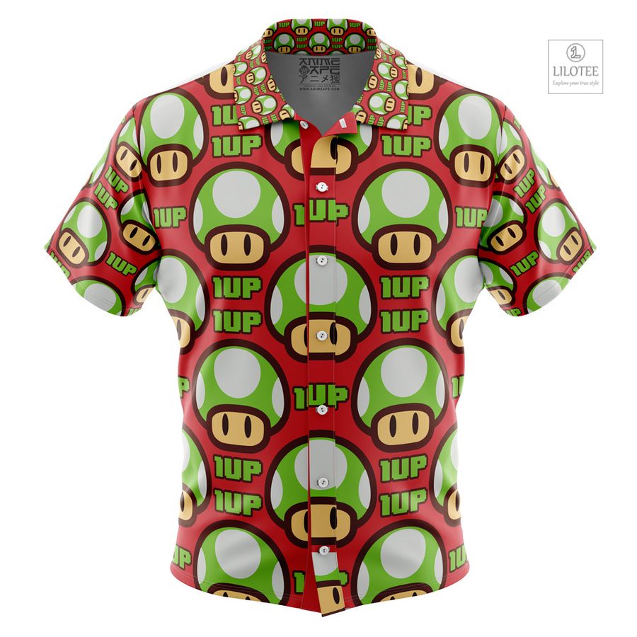 1Up Mushroom Super Mario Short Sleeve Hawaiian Shirt 1