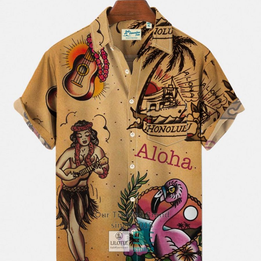 50S Retro Hula Garland Wrinkle Hawaiian Shirt 4