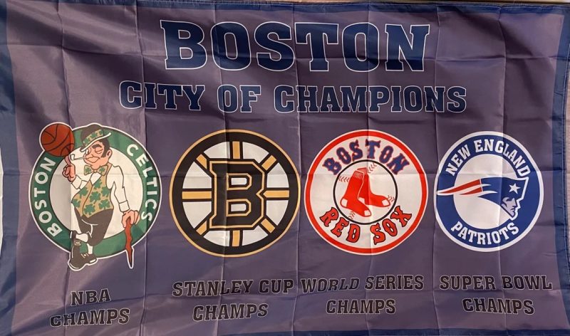 BOSTON City of CHAMPIONS Sports Teams LOGO Sports Teams Patriots Bruins Red Sox Celtics Flag 2