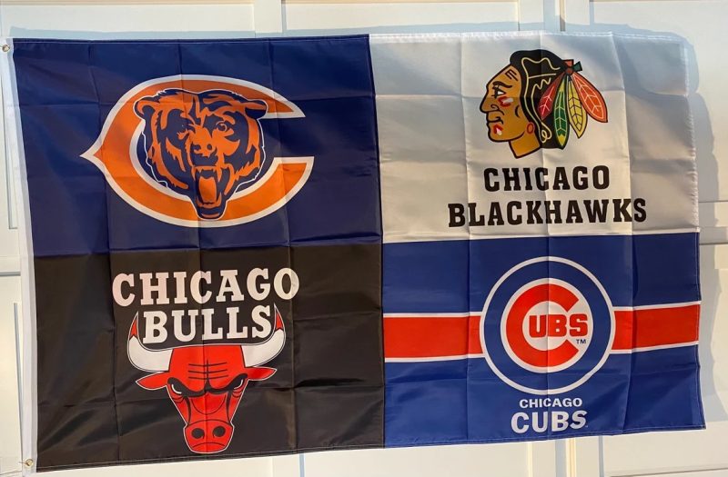 Chicago Bulls, Cubs,Bears,Blackhawks LOGO Sports Teams Flag 3