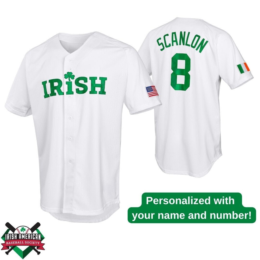 Personalized Irish Clover White Baseball Jersey 2
