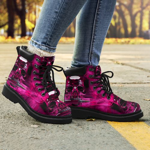 Skull Bullet Pink Timberland Boots 8