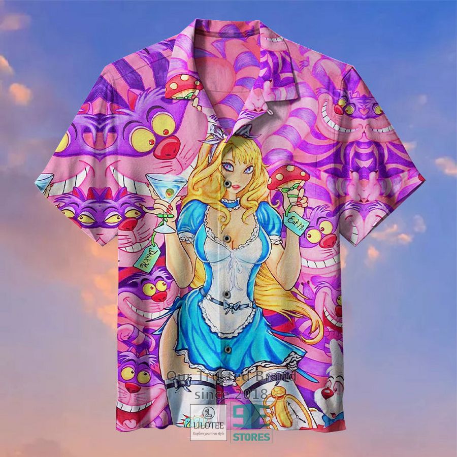 Alice in Wonderland With Cheshire Cat Casual Hawaiian Shirt 3