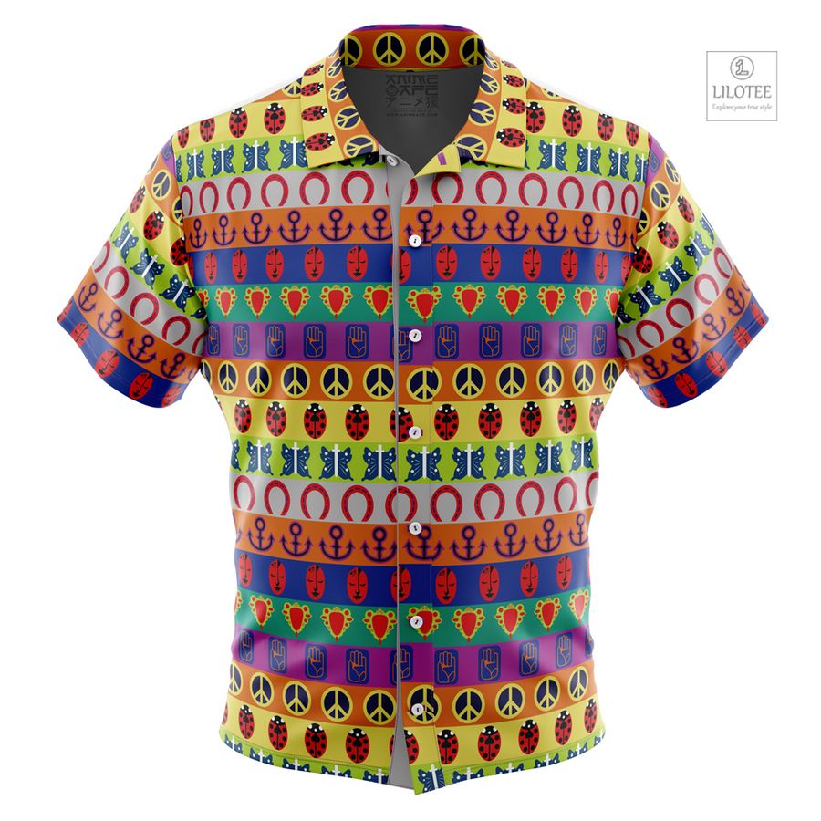 All Symbols Pattern JoJo's Bizarre Adventure Short Sleeve Hawaiian Shirt 7