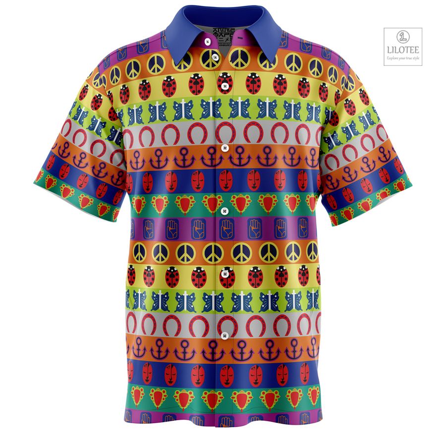 All Symbols Pattern Jojo's Bizarre Adventure Short Sleeve Hawaiian Shirt 7