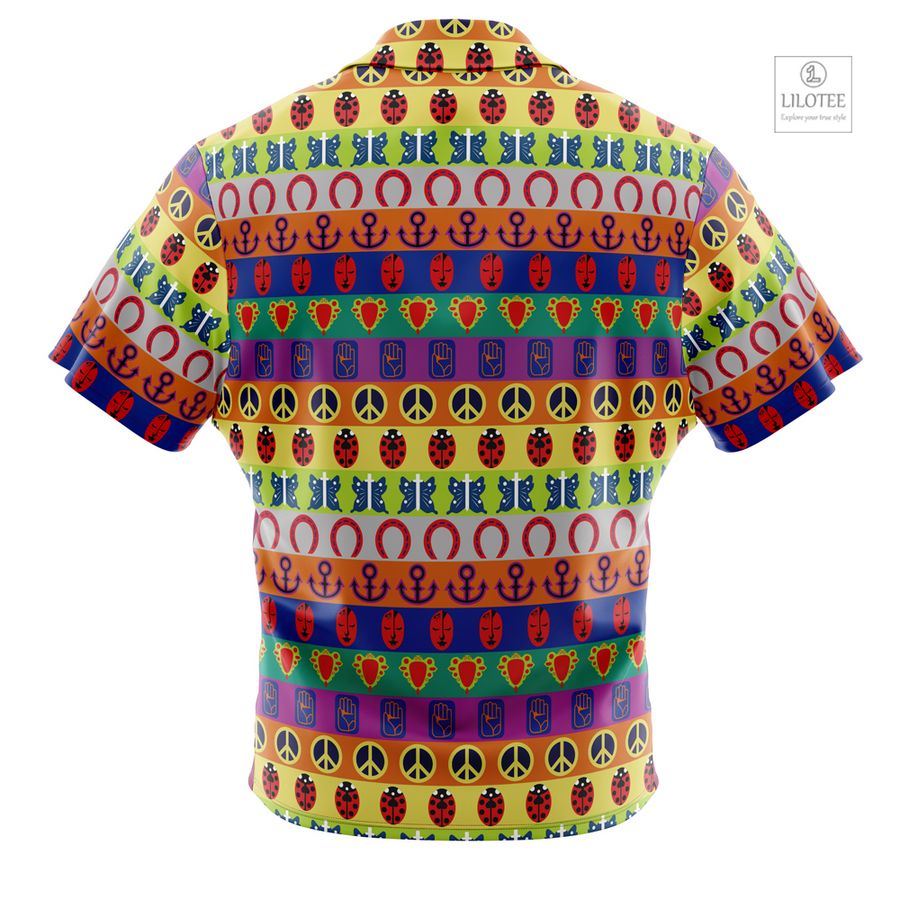 All Symbols Pattern JoJo's Bizarre Adventure Short Sleeve Hawaiian Shirt 12