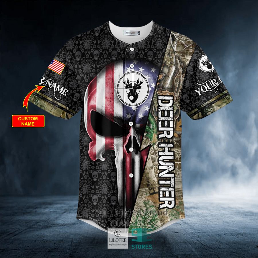 American Skull Flag Deer Hunter Custom Baseball Jersey 3 American Skull Flag Deer Hunter Custom Baseball Jersey - Image 3