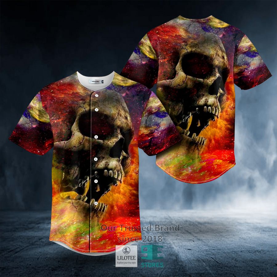 Angry Crack Color Explosion Skull Baseball Jersey 8