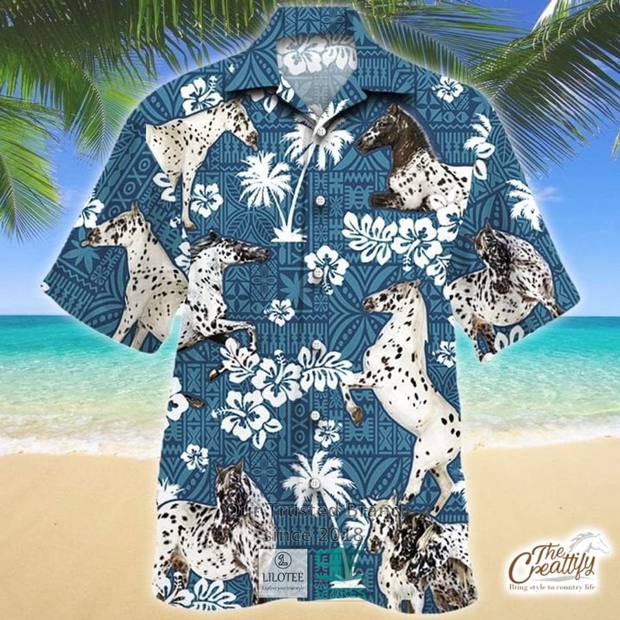 Appaloosa Horse Blue Tribal Pattern Hawaiian Shirt 8