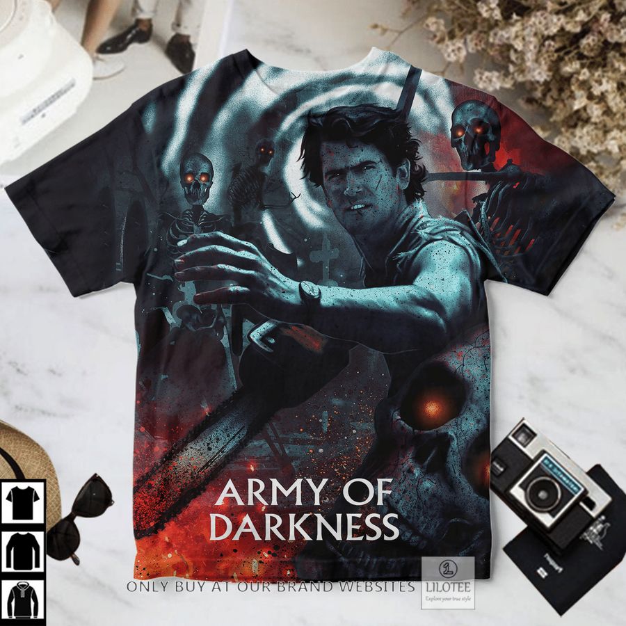 Army of Darkness Ash Williams vs skull army T-Shirt 2