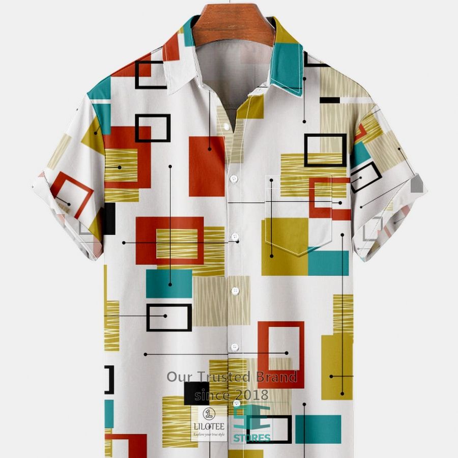 Art Series Geometric Color Block Element Lapel Hawaiian Shirt 4