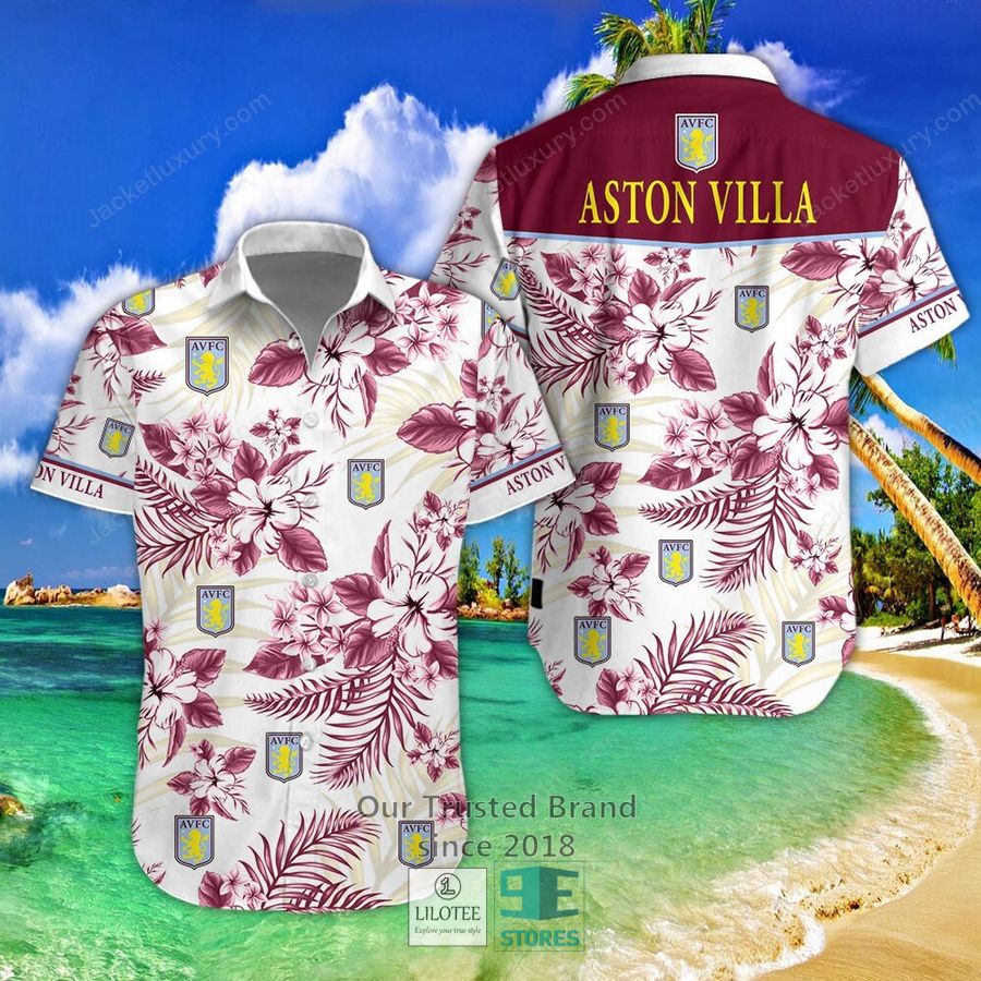 Aston Villa F.C Hibiscus Hawaiian Shirt, Short 4