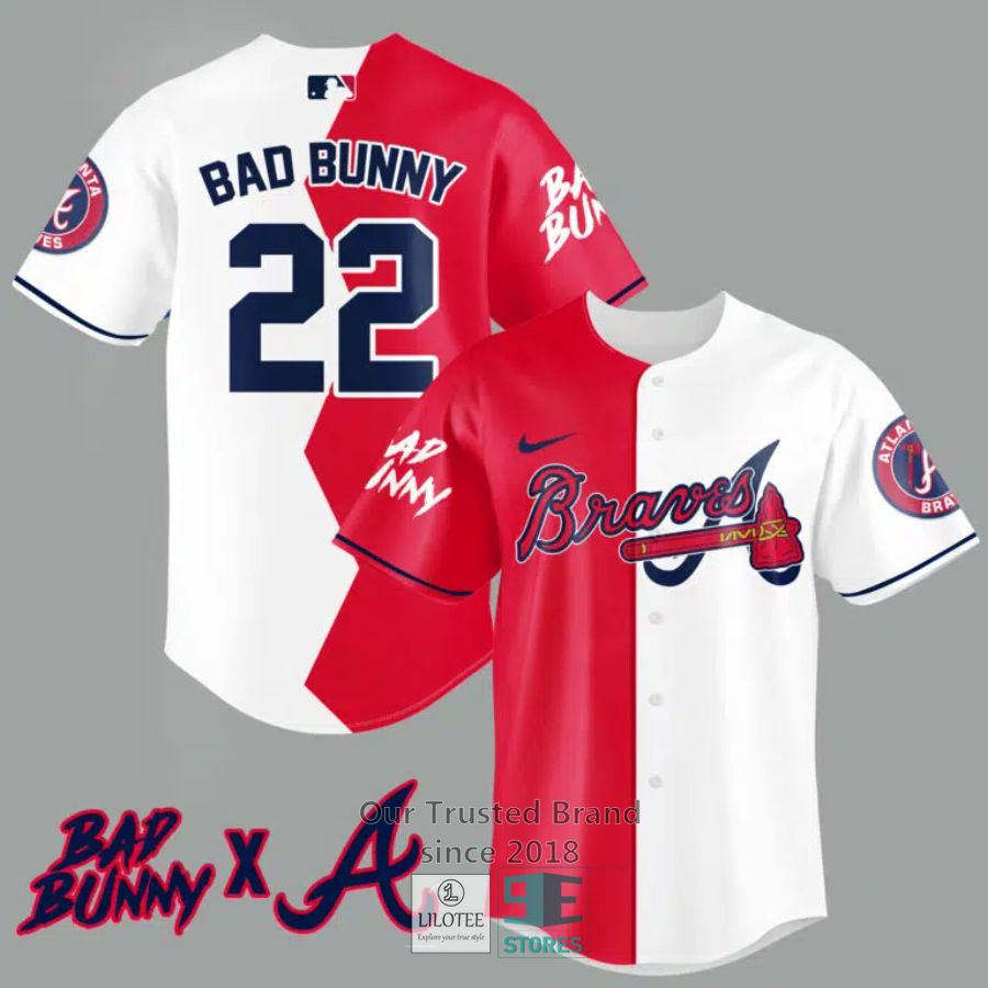Atlanta Braves Bad Bunny 22 Baseball Jersey 3