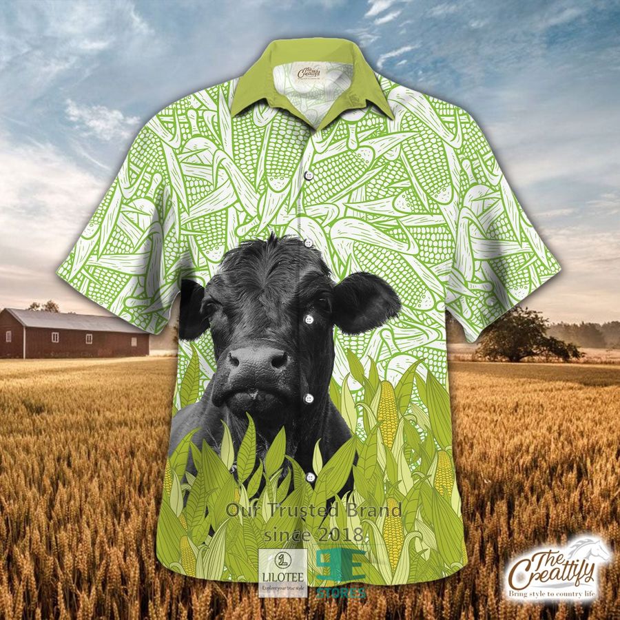 Black Angus And Corn Pattern Hawaiian Shirt 12