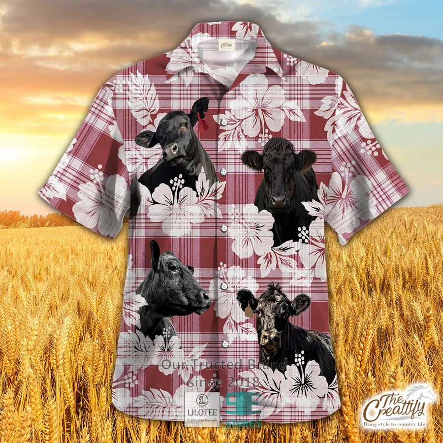 Black Angus Plaid Hibiscus Hawaiian Shirt 15