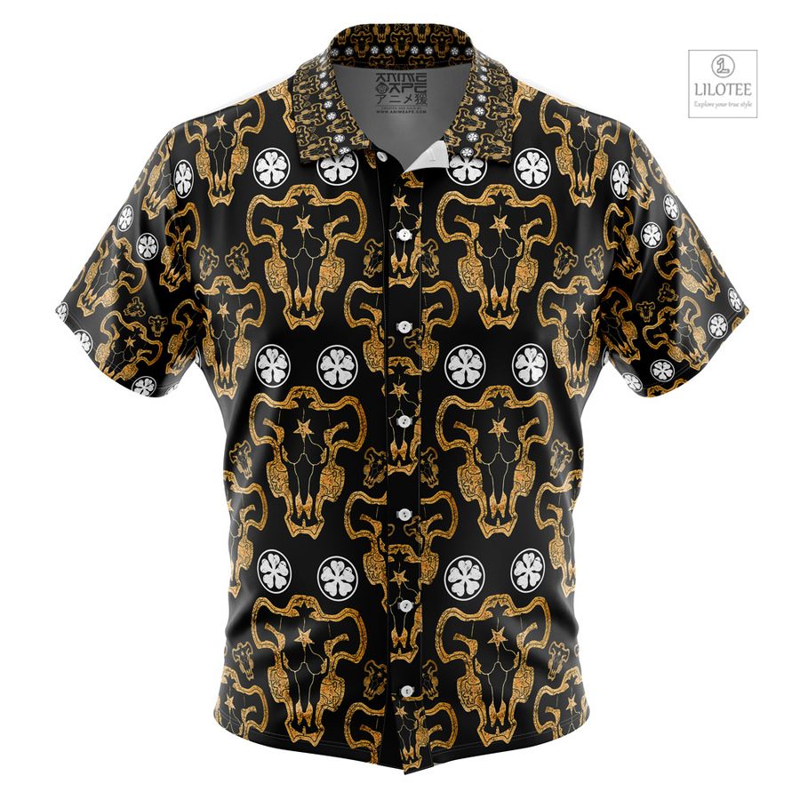 Black Bulls Black Clover Short Sleeve Hawaiian Shirt