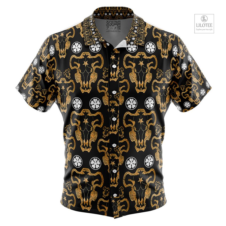 Black Bulls Black Clover Short Sleeve Hawaiian Shirt 8