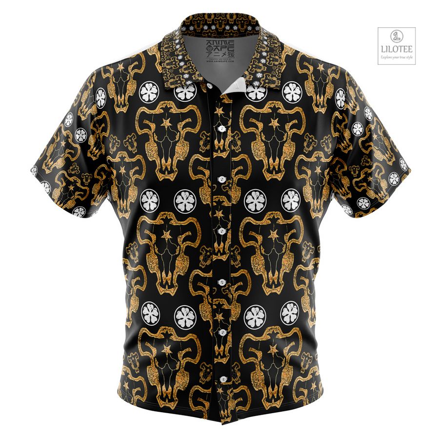 Black Bulls Black Clover Short Sleeve Hawaiian Shirt 5