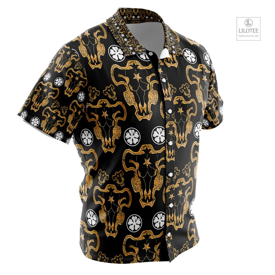 Black Bulls Black Clover Short Sleeve Hawaiian Shirt 6