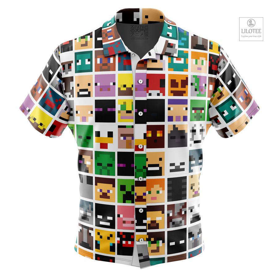 Block Faces Minecraft Short Sleeve Hawaiian Shirt 11