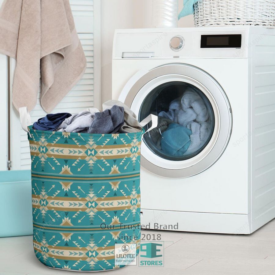 Blue Pattern Native American Laundry Basket 20