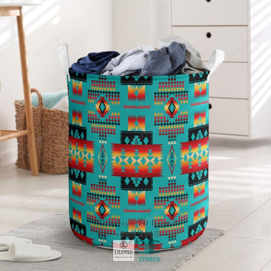 Blue Tribes Pattern Laundry Basket 1