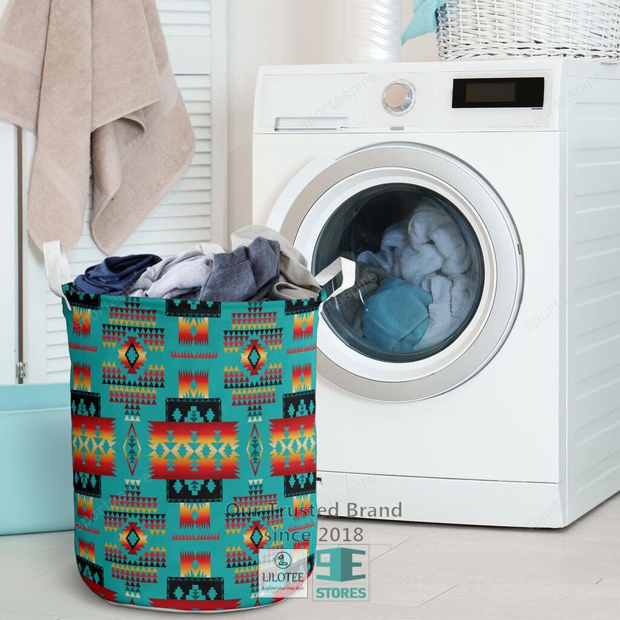 Blue Tribes Pattern Laundry Basket 3