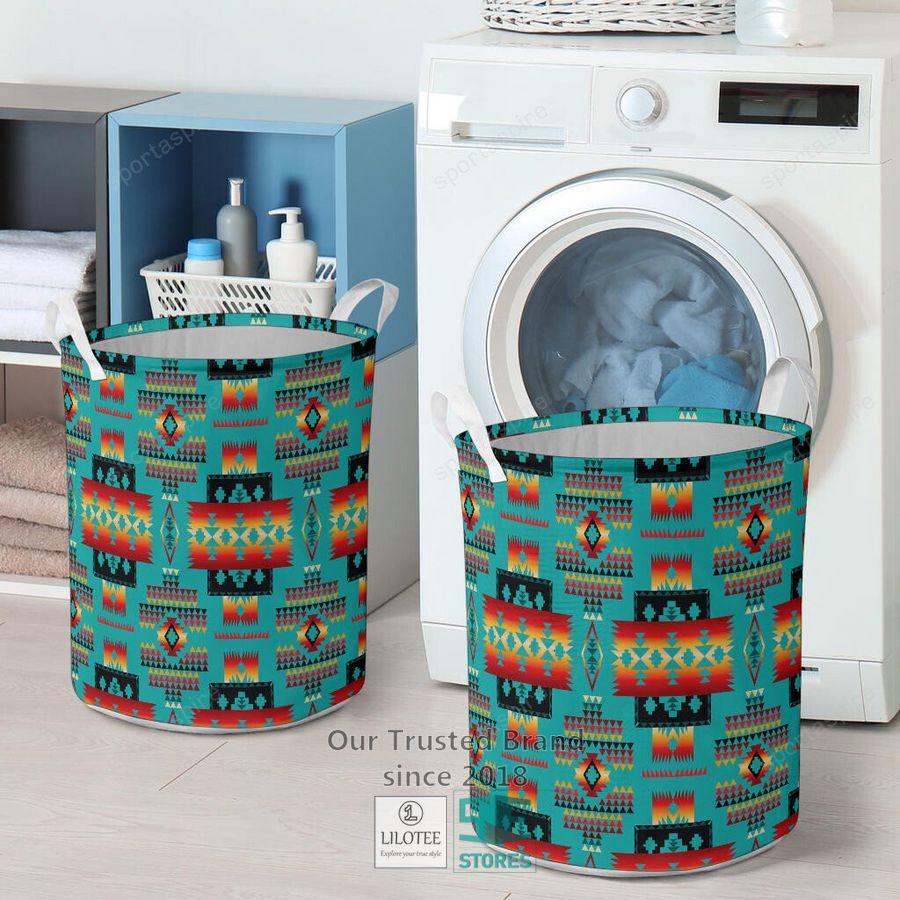 Blue Tribes Pattern Laundry Basket 4