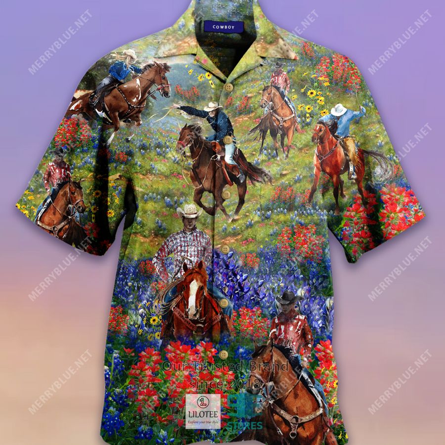 Bluebonnet And Texas Cowboy Casual Hawaiian Shirt 5