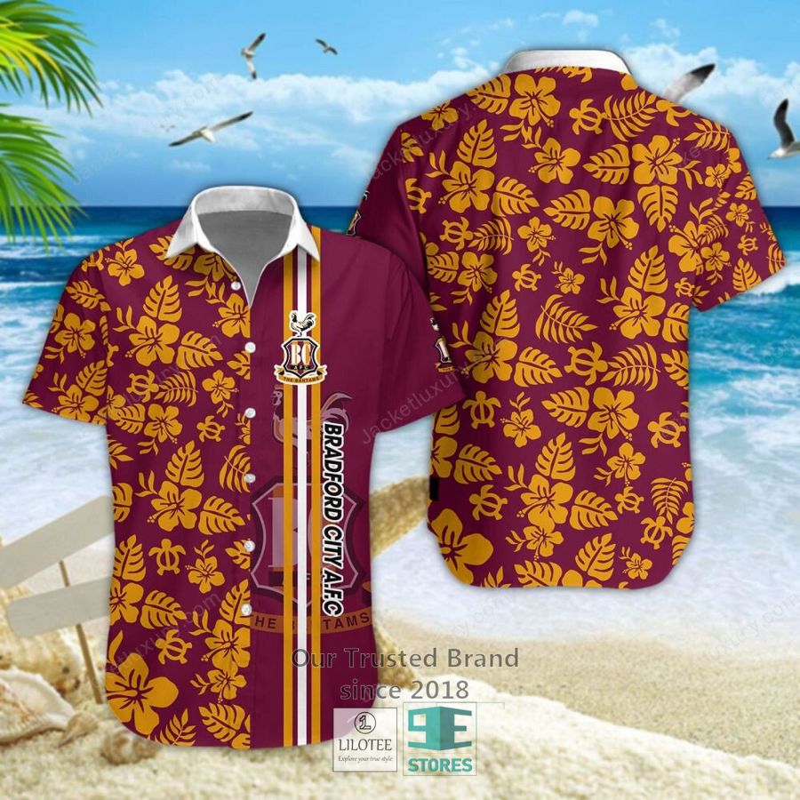 Bradford City Hibicus Hawaiian Shirt 4