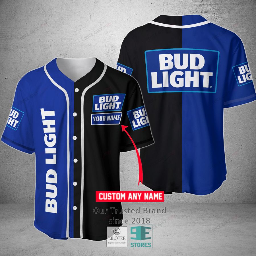 Bud Light Your Name Black Blue Baseball Jersey 2