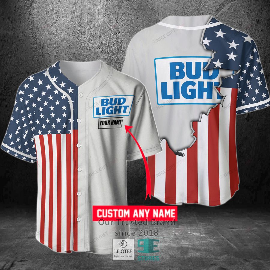 Bud Light Your Name US Flag Baseball Jersey 2