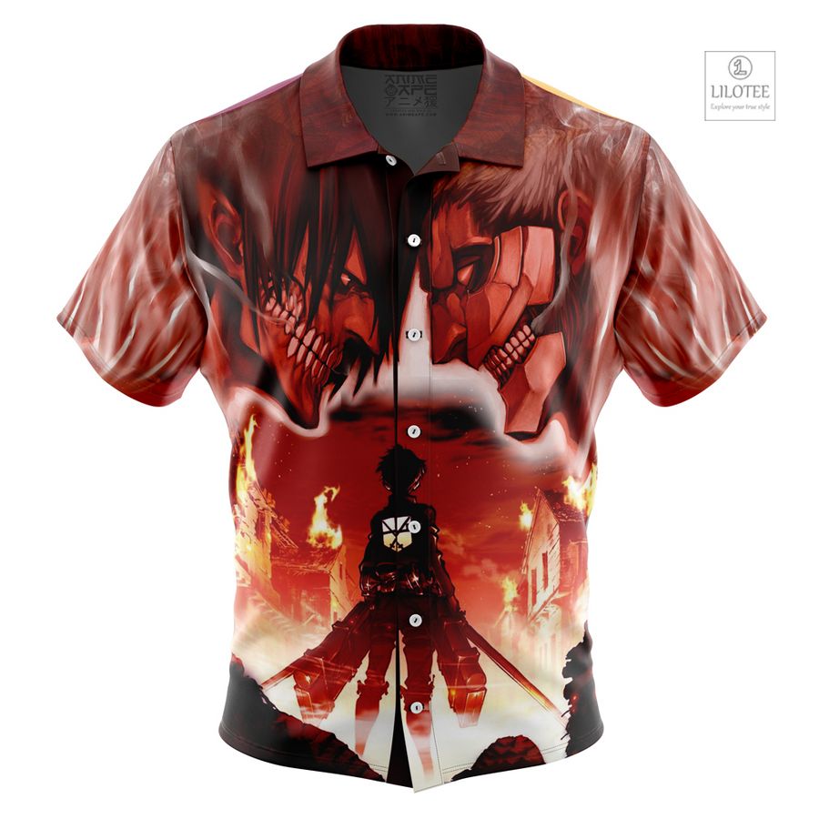 Burning Attack on Titan Short Sleeve Hawaiian Shirt 7