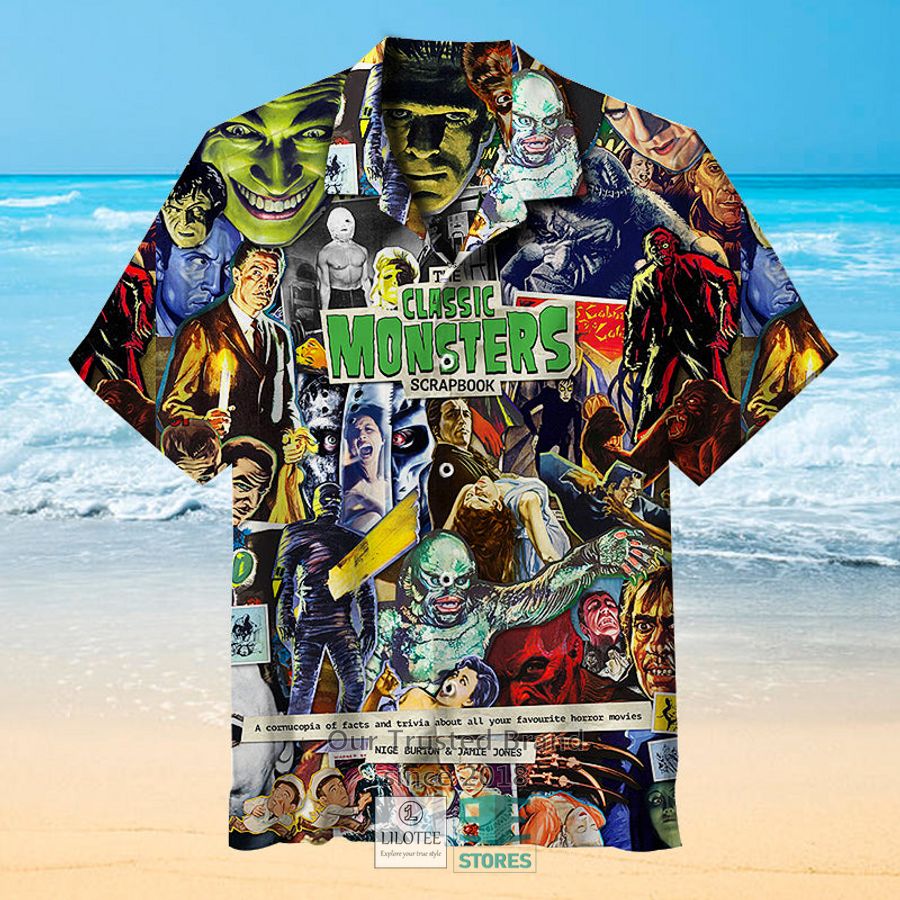 Classic Monsters Scrapbook Hawaiian Shirt 2